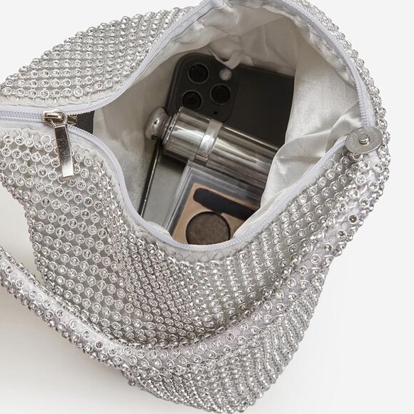 Women's Rhinestone Clutch Evening Bags Sparkly Glitter Triangle Purse for 1920s - Picture 3 of 6